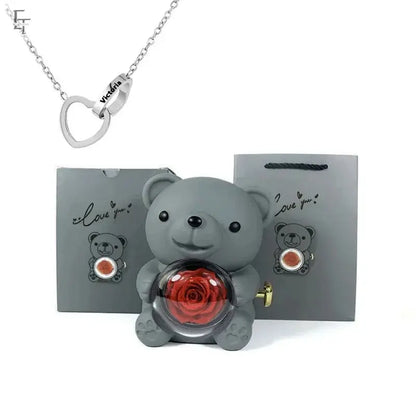 Eternal Rose Teddy Bear with Necklace – Timeless Love Gift - Ecoltrend.com     