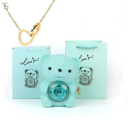 Eternal Rose Teddy Bear with Necklace – Timeless Love Gift - Ecoltrend.com     