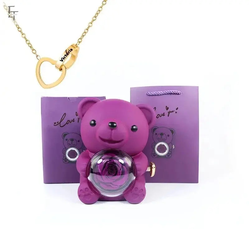 Eternal Rose Teddy Bear with Necklace – Timeless Love Gift - Ecoltrend.com     