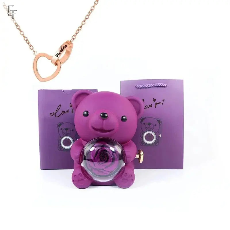 Eternal Rose Teddy Bear with Necklace – Timeless Love Gift - Ecoltrend.com     