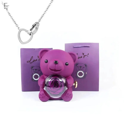 Eternal Rose Teddy Bear with Necklace – Timeless Love Gift - Ecoltrend.com     