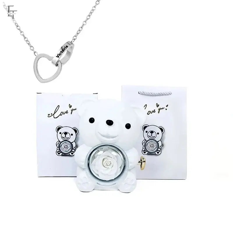 Eternal Rose Teddy Bear with Necklace – Timeless Love Gift - Ecoltrend.com     